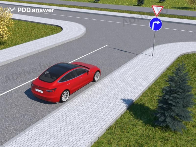 Обязан ли водитель при повороте направо подавать сигнал световым указателем поворота в показанной ситуации?