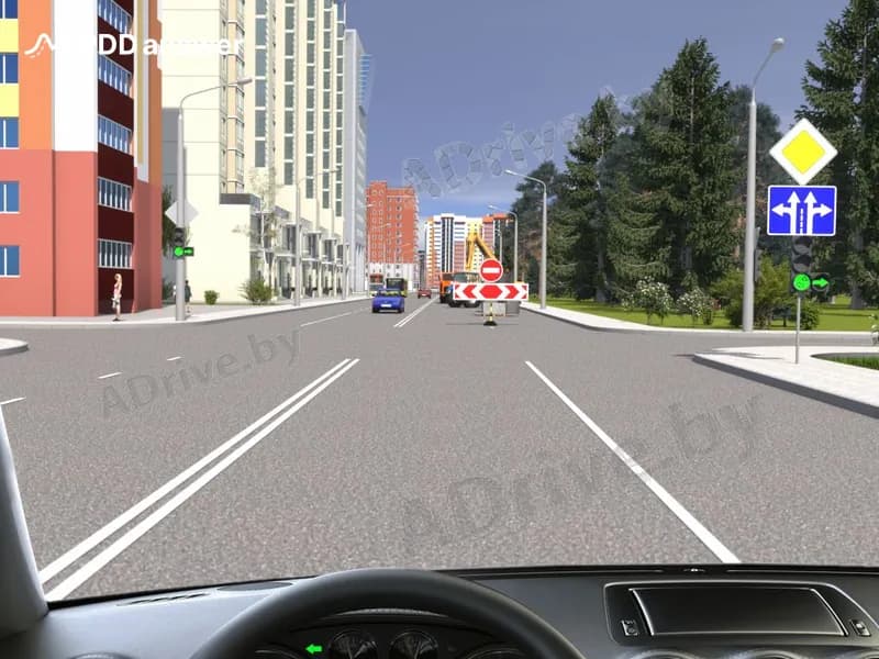 Как следует поступить в показанной ситуации, выполняя поворот налево или разворот?