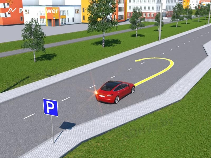 Разрешается ли водителю красного автомобиля выполнить разворот в показанном на рисунке месте?