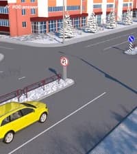 В каких направлениях разрешено продолжить движение водителю легкового автомобиля в показанной ситуации?