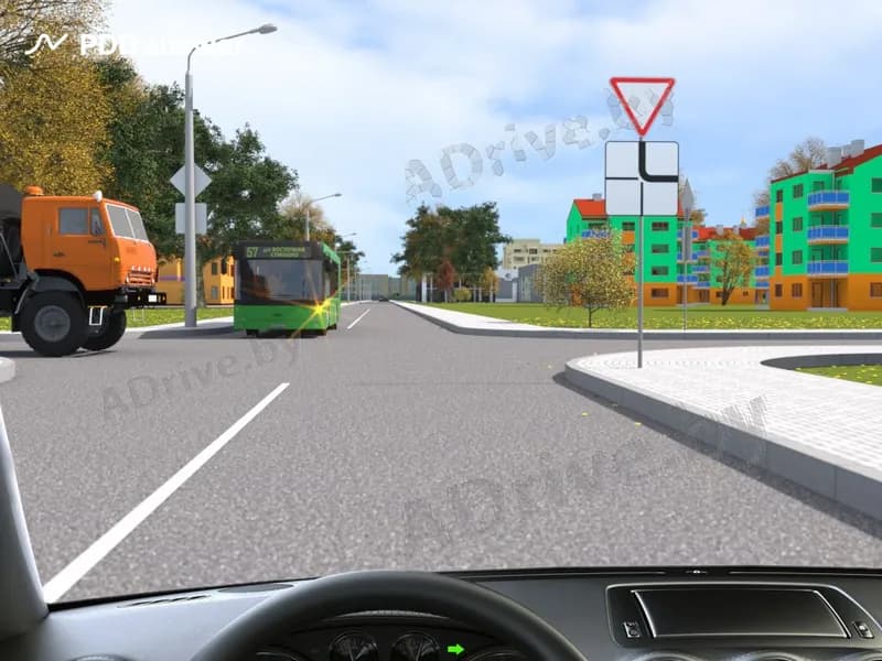 При повороте направо Вы в показанной ситуации: