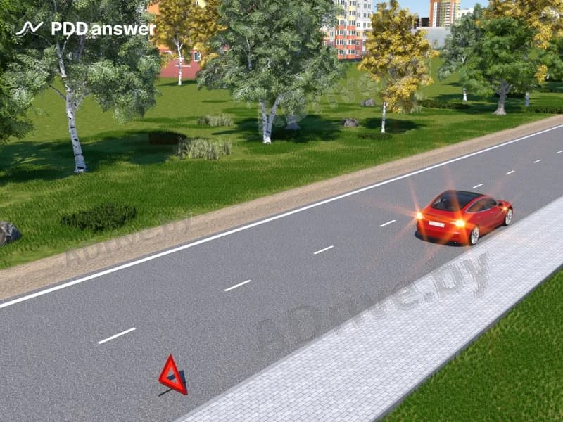 Разрешается ли водителю красного автомобиля устранять возникшие технические неисправности в показанной ситуации на проезжей части дороги?