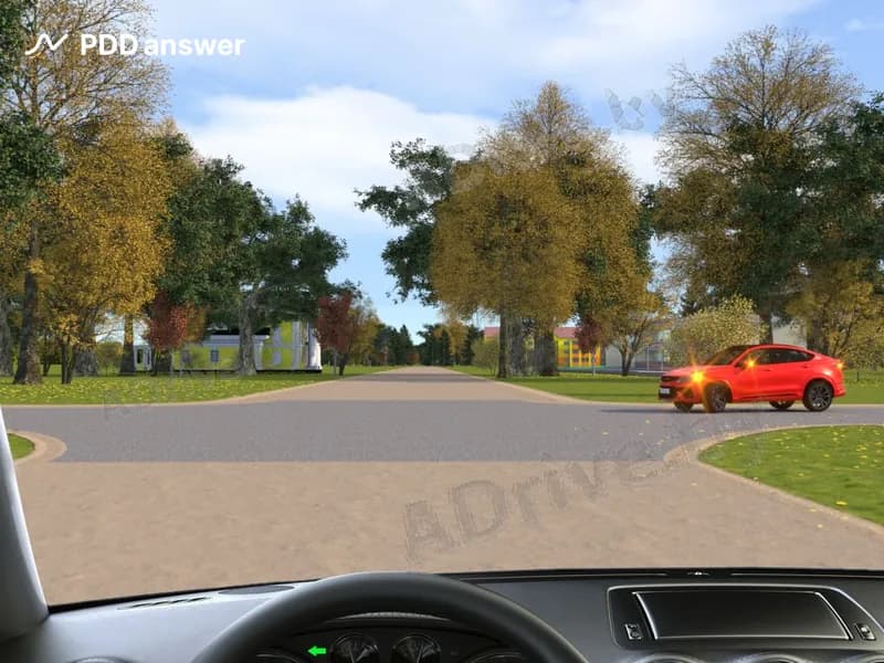 Как Вам необходимо поступить при повороте налево на показанном перекрёстке?