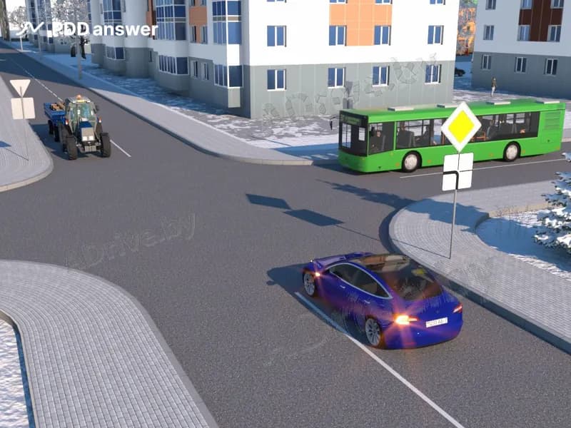 В показанной ситуации при повороте налево водитель легкового автомобиля: