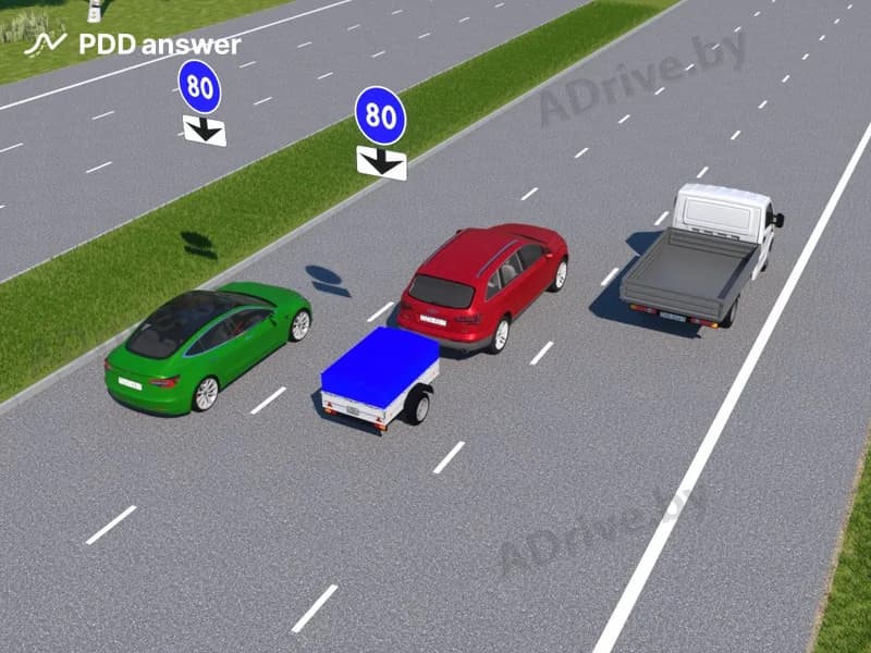 Кто из водителей не нарушает Правила дорожного движения, двигаясь по дороге, на которую не действуют требования, установленные для движения по автомагистралям и дорогам для автомобилей, вне населённого пункта со скоростью 80 км/ч?