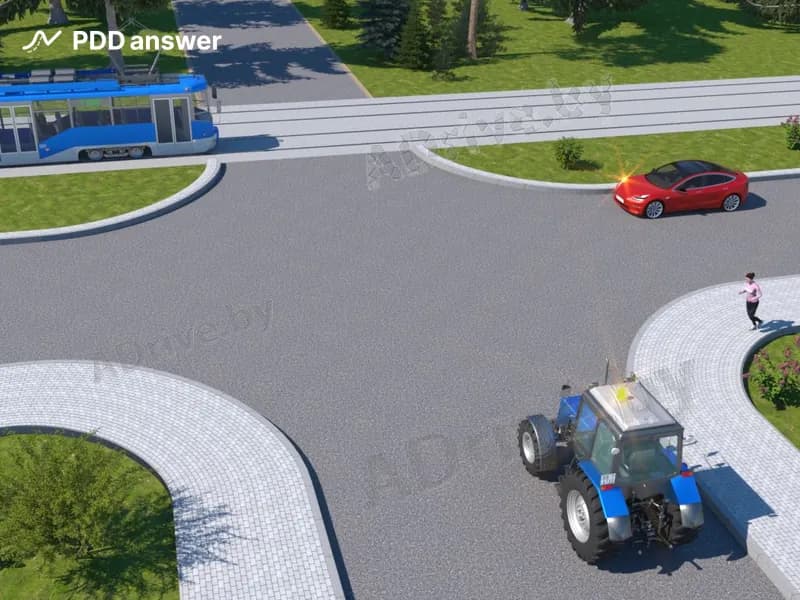 При повороте направо в показанной ситуации водитель легкового автомобиля: