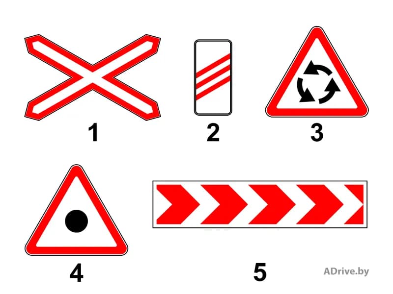 Какие из показанных дорожных знаков информируют водителей о приближении к опасному участку дороги, движение по которому требует принятия мер, соответствующих дорожной обстановке?
