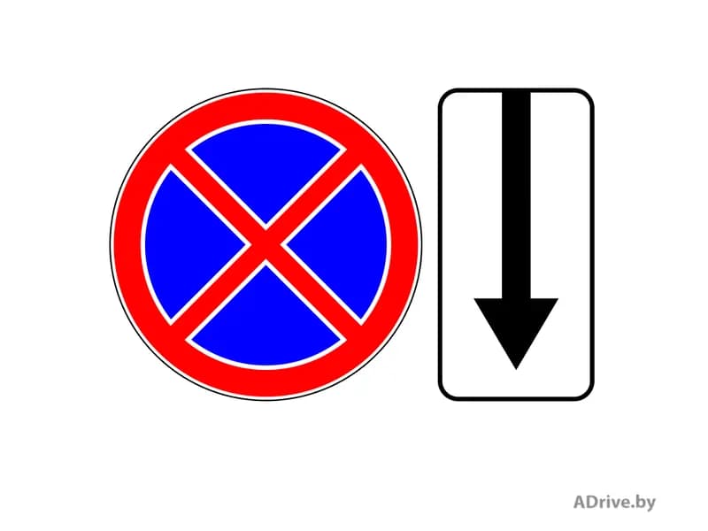 При остановке в каком из перечисленных мест водитель не нарушит требования данного сочетания дорожных знаков?