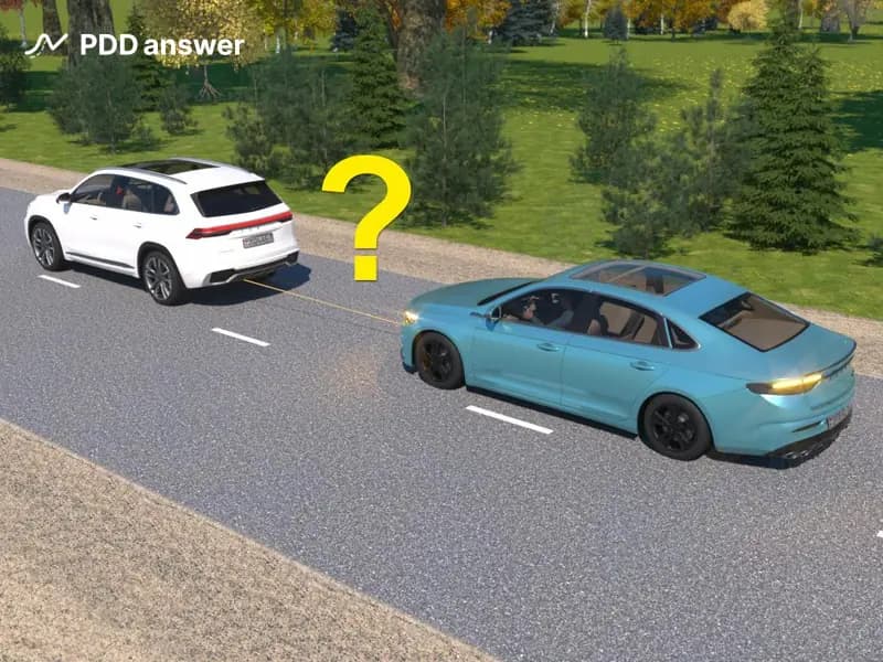 Каким образом, согласно Правилам дорожного движения и приведённым вариантам ответов, может быть обозначено гибкое связующее звено при буксировке?