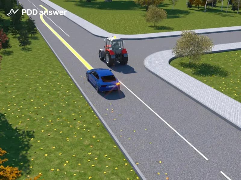 Разрешён ли обгон в показанной ситуации, если водитель синего автомобиля перестроился на встречную полосу движения до начала сплошной линии горизонтальной дорожной разметки?