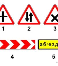 Какие из показанных на рисунке дорожных знаков относятся к группе «Предупреждающие знаки»?