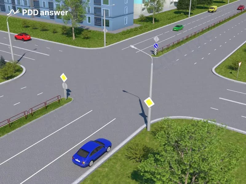 Сколько пересечений проезжих частей дорог имеет изображённый перекрёсток?