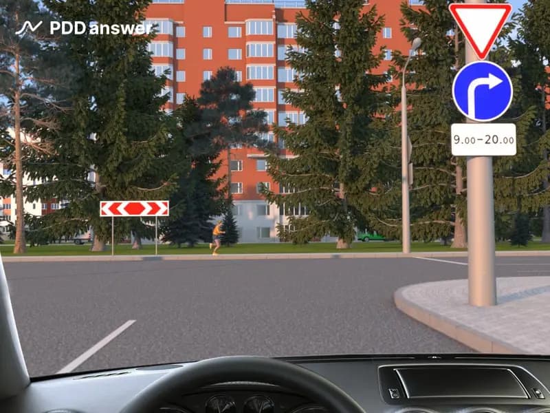 В каких направлениях из перечисленных Вам разрешено продолжить движение утром в 7 часов 30 минут в показанной ситуации?