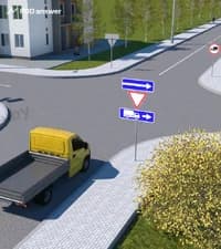 В каких направлениях разрешено продолжить движение водителю грузового автомобиля с технически допустимой общей массой не более 3.5 тонны?