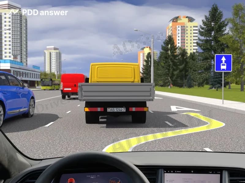 Разрешено ли Вам, управляя электромобилем, совершить перестроение на крайнюю правую полосу движения с целью опережения?