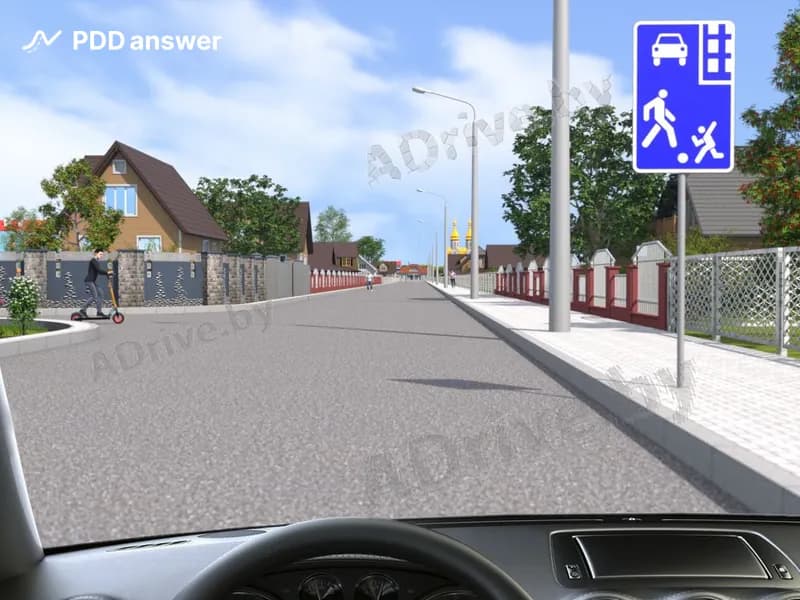На показанном перекрёстке в жилой зоне Вы, управляя легковым автомобилем: