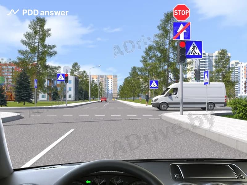 Разрешается ли Вам при включении разрешающего сигнала светофора совершить поворот налево в показанной ситуации из занимаемой полосы движения?