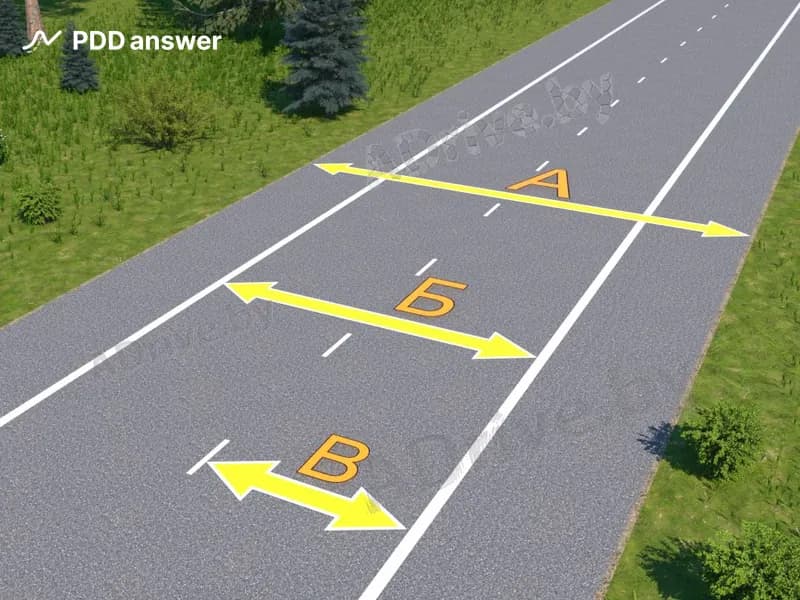 Укажите правильное обозначение ширины проезжей части дороги, изображённой на рисунке, если обочина имеет асфальтобетонное покрытие: