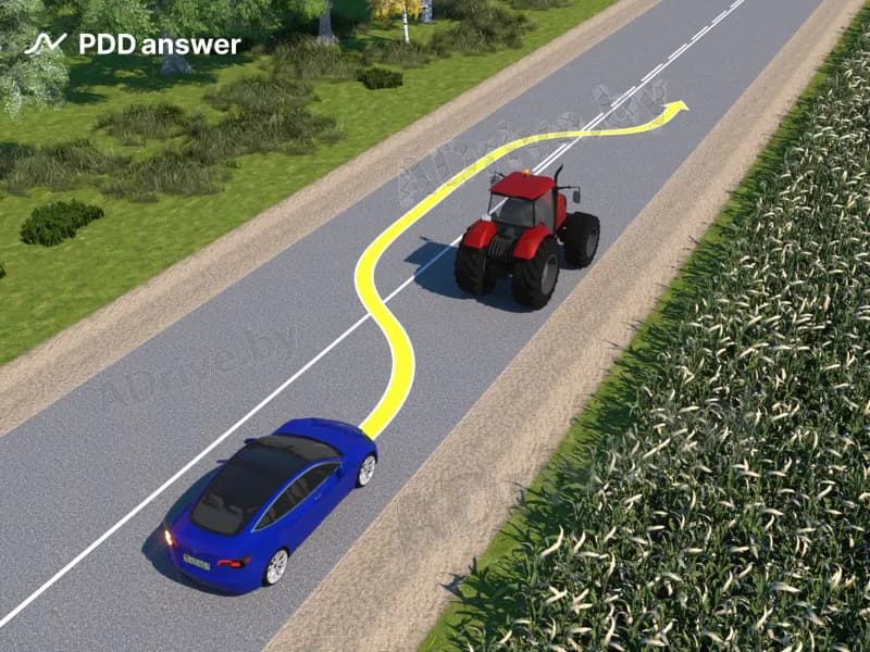 Нарушит ли Правила дорожного движения водитель легкового автомобиля, совершив обгон в показанной обстановке?