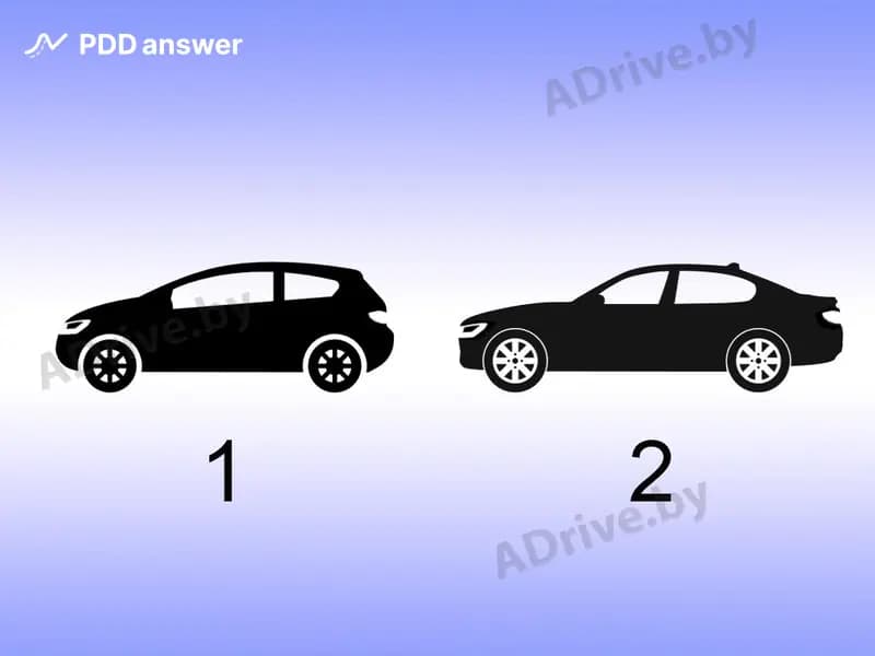 Какой цифрой обозначен автомобиль с кузовом «седан»?