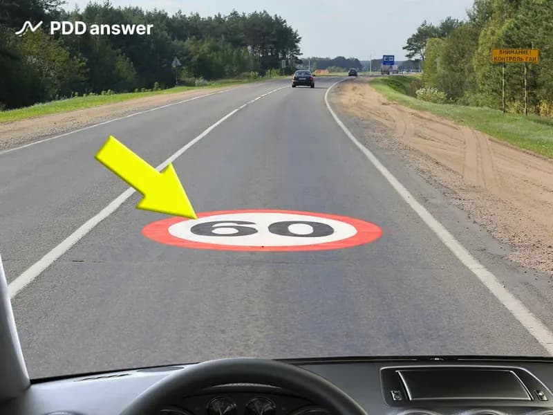 Что из нижеперечисленного обозначает показанная стрелкой дорожная разметка?