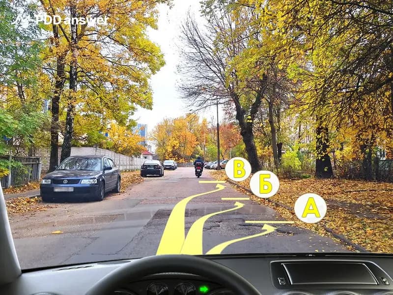 Разрешена ли Вам остановка в указанных местах на дороге, имеющей по одной полосе движения в каждом направлении, в населённом пункте?