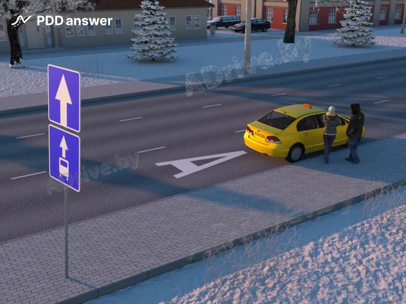 Нарушает ли Правила дорожного движения водитель автомобиля-такси, совершив остановку на данной полосе движения?