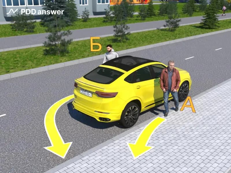 Кто из участников дорожного движения в показанной ситуации правильно осуществляет высадку из автомобиля?