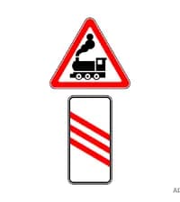 На какой стороне дороги устанавливается такое сочетание предупреждающих дорожных знаков?