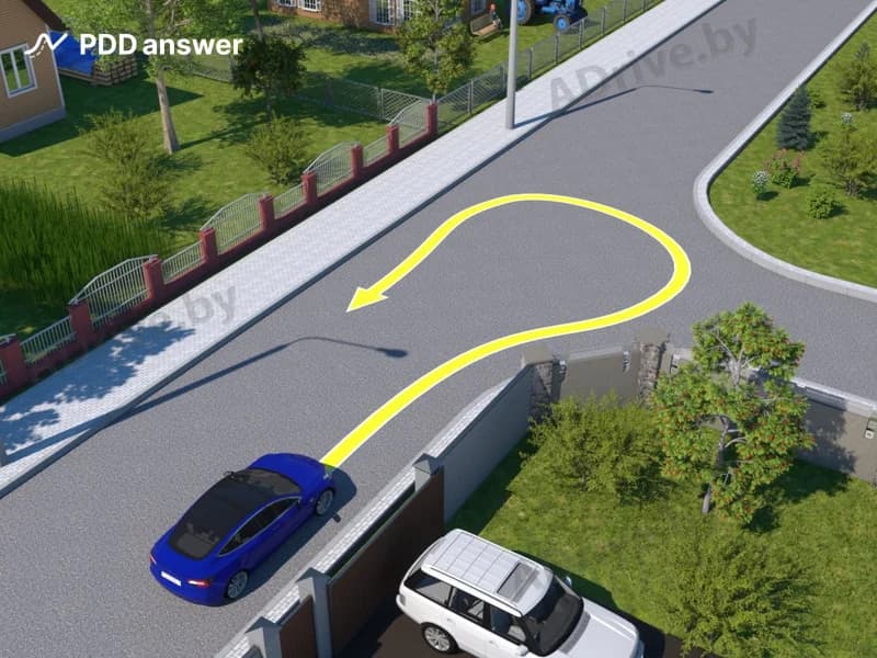 Как необходимо подавать сигнал световым указателем поворота при выполнении разворота так, как показано на рисунке?