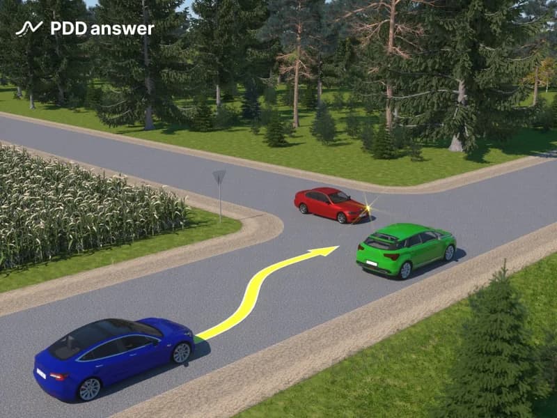 Разрешено ли водителю синего легкового автомобиля выполнить обгон в показанной ситуации, если водитель красного автомобиля частично выехал на встречную полосу движения?