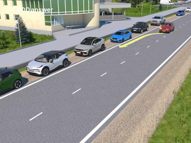 Разрешено ли водителю красного автомобиля высадить пассажира в показанном месте у края проезжей части дороги?