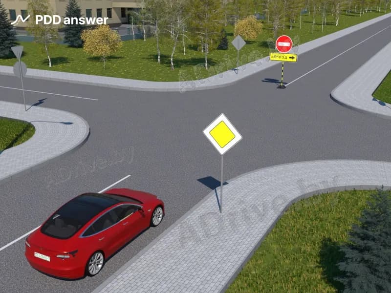 В каких направлениях разрешено продолжить движение водителю легкового автомобиля?