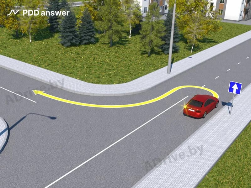 Нарушит ли Правила дорожного движения водитель красного легкового автомобиля, совершив показанный на рисунке манёвр?