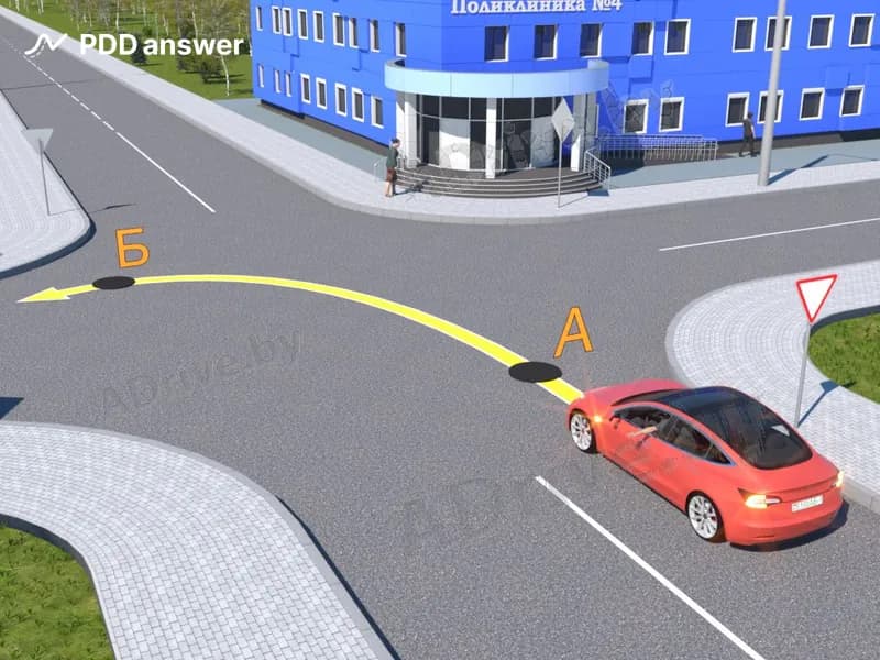 После проезда какой из обозначенных точек водитель нарушит Правила дорожного движения, если не прекратит подачу сигнала поворота рукой?