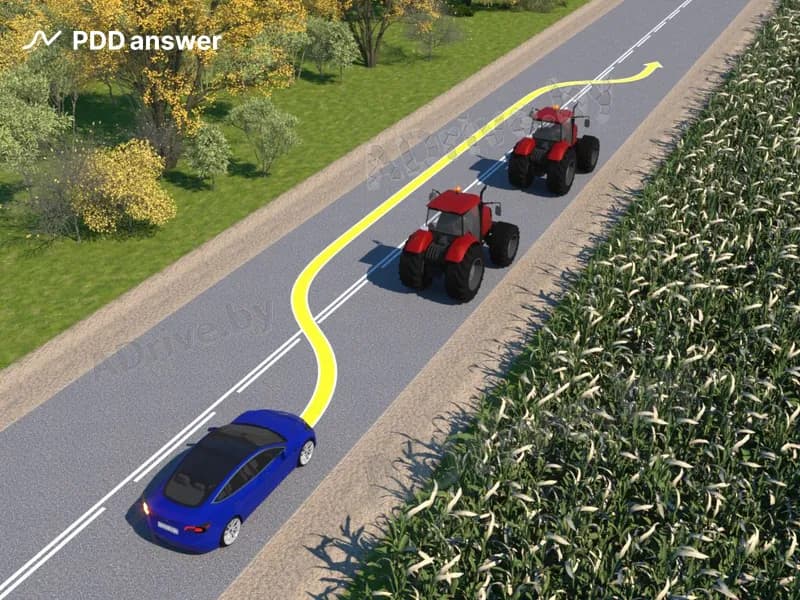 Нарушит ли Правила дорожного движения водитель легкового автомобиля, совершив обгон в показанной обстановке?