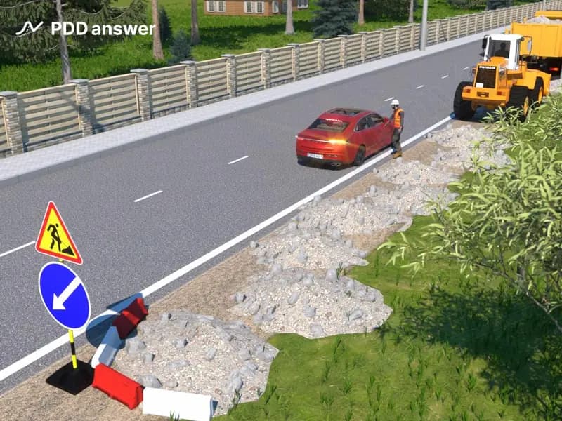 Нарушил ли Правила дорожного движения водитель легкового автомобиля, остановившись в показанном месте для посадки пассажира (дорожного рабочего)?