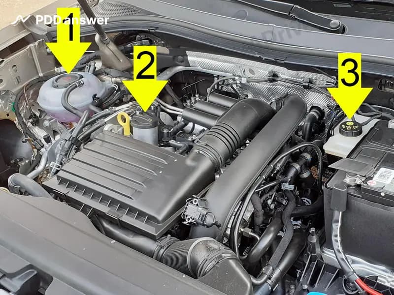 Какой цифрой обозначена пробка расширительного бачка (используется для долива охлаждающей жидкости)?