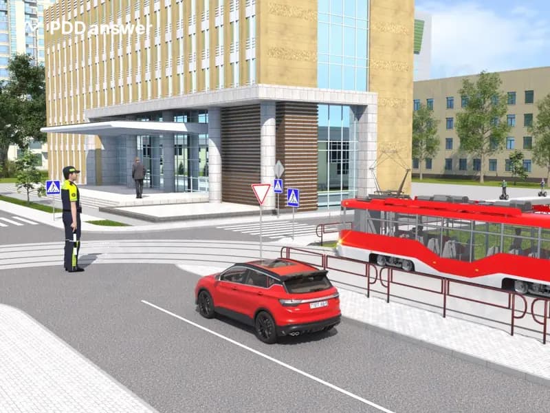 Водителю легкового автомобиля в показанной ситуации: