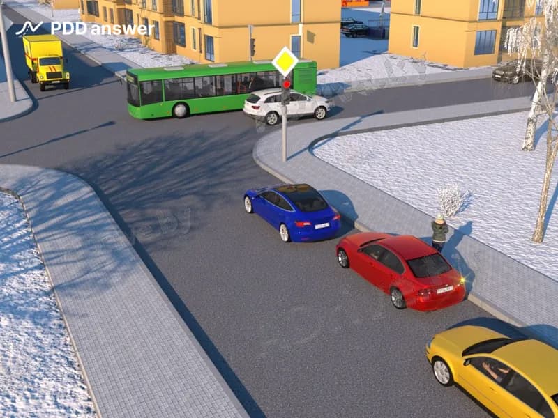 Водитель красного легкового автомобиля занял крайнее правое положение на проезжей части дороги перед поворотом направо. Нарушил ли он Правила дорожного движения, высадив пассажира по его просьбе во время ожидания разрешающего сигнала светофора?