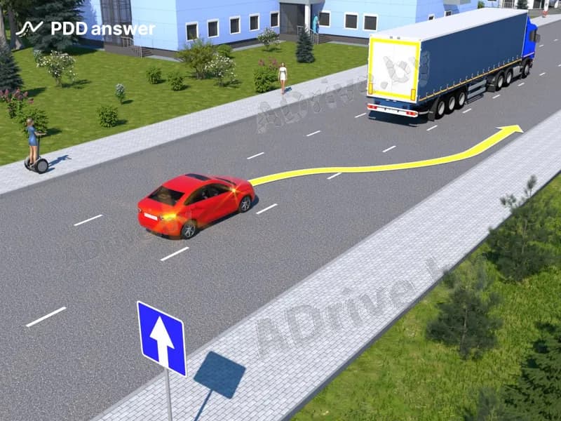Разрешается ли водителю легкового автомобиля произвести опережение по показанной траектории?