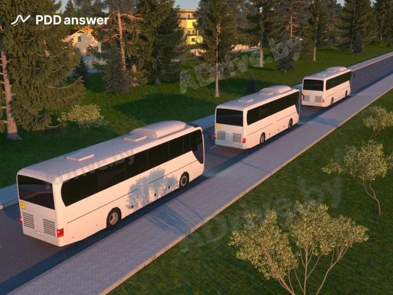 Является ли группа транспортных средств, состоящая только из трёх автобусов, изображённая на рисунке, организованной транспортной колонной?