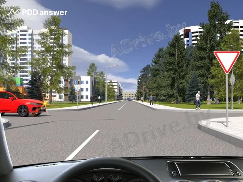 В показанной ситуации при движении прямо Вы: