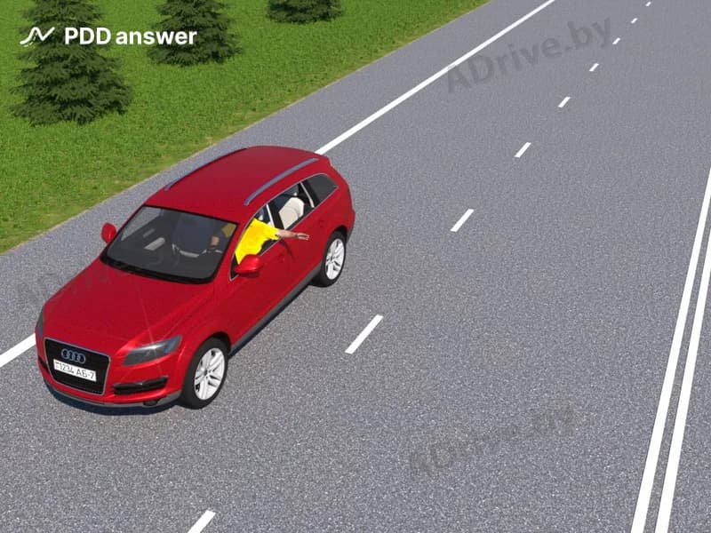 Какому сигналу соответствует жест, показанный водителем автомобиля?