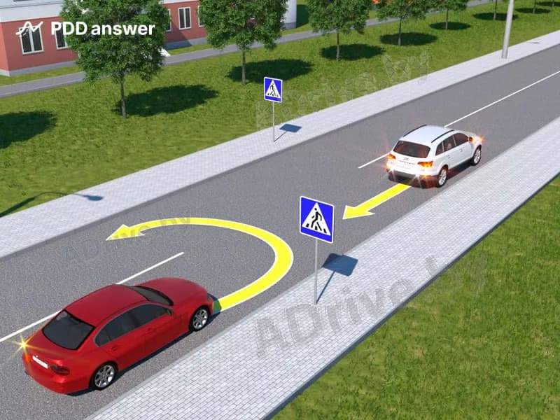Разрешено ли водителям выполнить показанные маневры на данном участке дороги, если отсутствует разметка, обозначающая пешеходный переход?