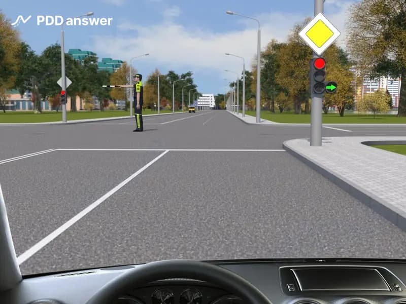 В каких направлениях Вам разрешено продолжить движение в показанной ситуации?