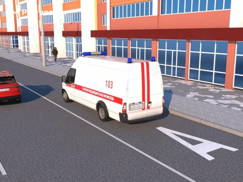 Разрешено ли водителю транспортного средства оперативного назначения движение по занимаемой полосе в показанной ситуации?