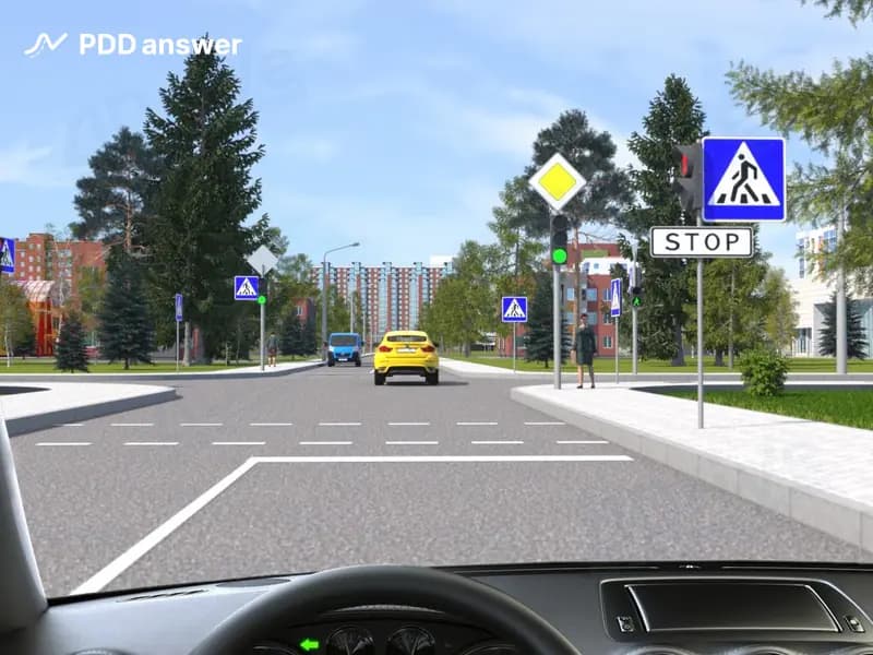 Как Вам следует поступить в показанной ситуации, если Вы намерены повернуть налево?