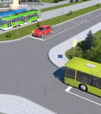 Кому в показанной обстановке должен уступить дорогу водитель легкового автомобиля?