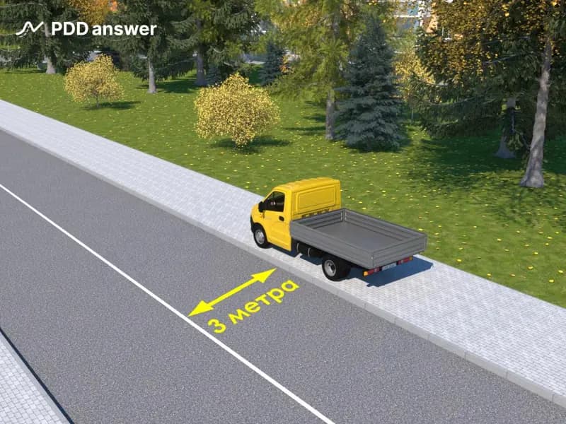 Нарушил ли водитель грузового автомобиля с технически допустимой общей массой не более 3,5 тонны правила стоянки, остановившись на тротуаре в показанной ситуации для осмотра транспортного средства?